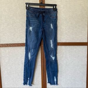 Justice Distressed Skinny Jeans Elastic and Tie Waist - 12 Slim